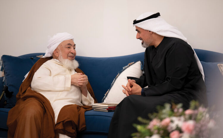  Khaled bin Mohamed bin Zayed visits Shaykh Abdallah bin Bayyah at his residence in Abu Dhabi 