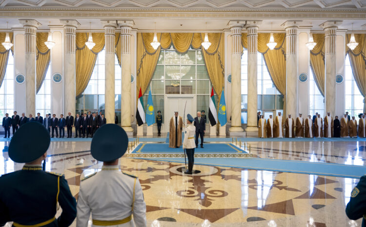  Crown Prince of Abu Dhabi arrives at Presidential Palace in Astana 